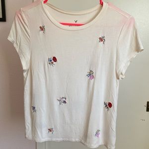 American Eagle Soft & Sexy Floral White T-Shirt